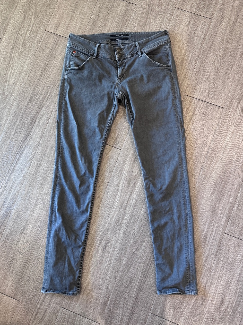 Hudson Mid-Rise Skinny Jeans Gray